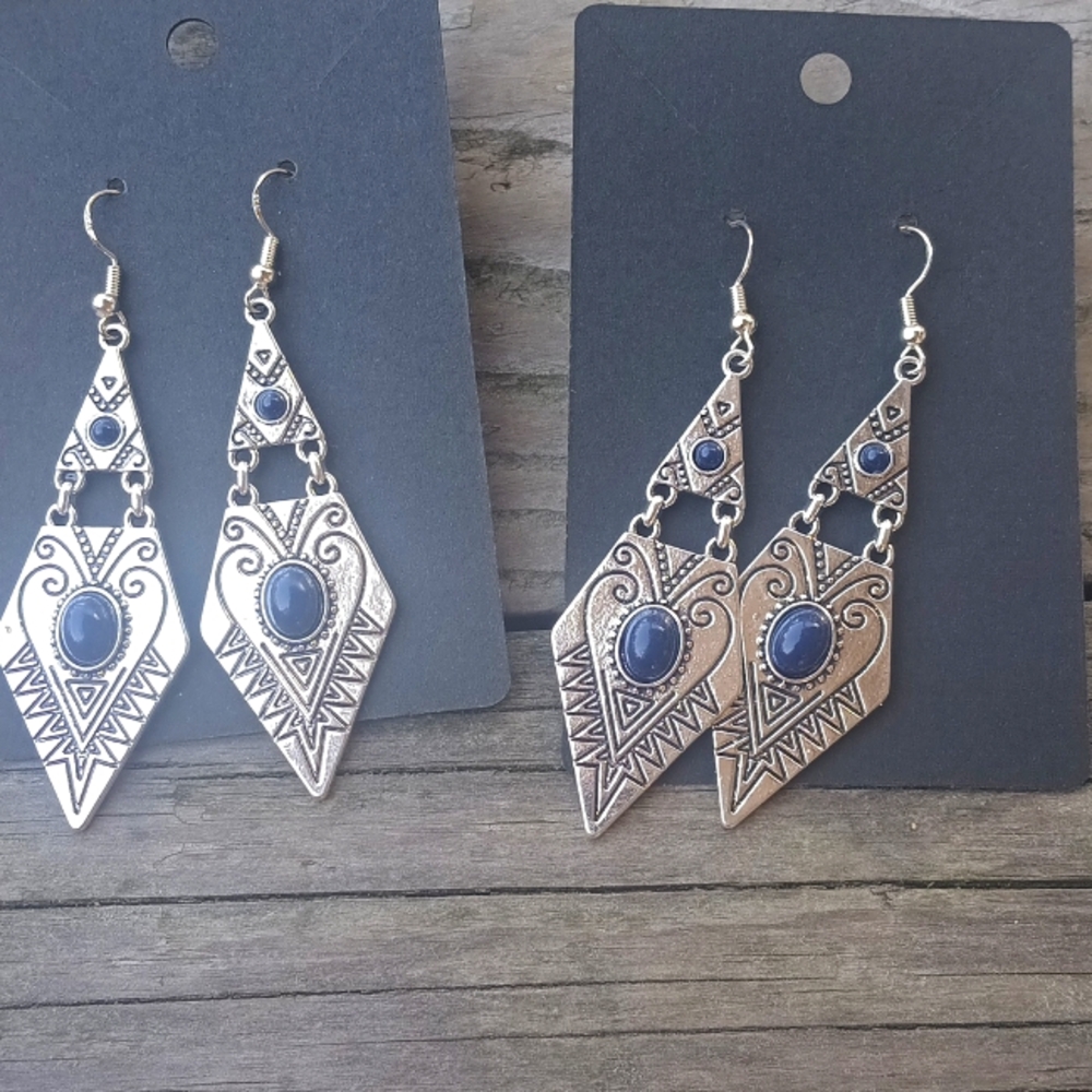Elegant Silver and Blue Dangle Earrings
